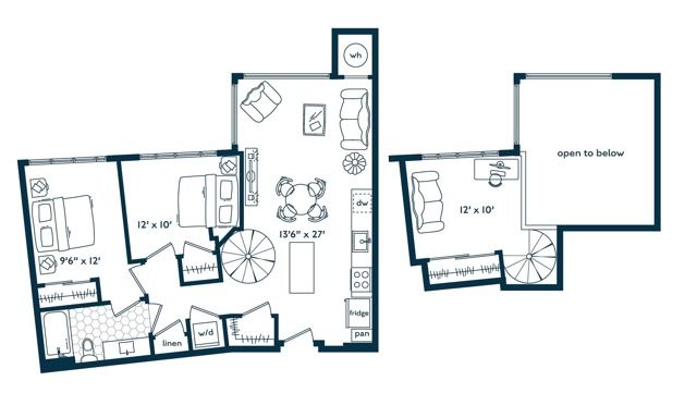 2x1 w/Loft (1011 SF)