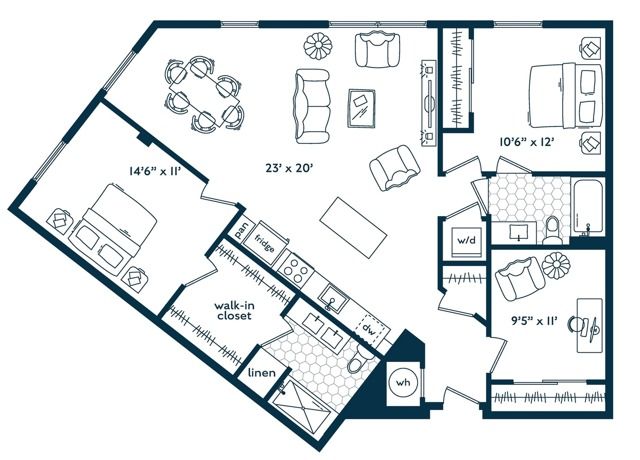 2x2 w/Den (1335 SF)