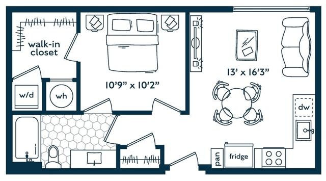 1x1 (549 SF)