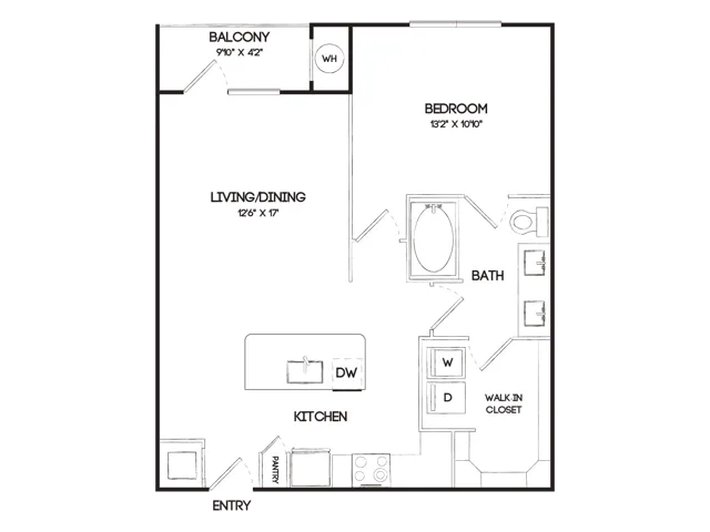 A6 1 Bedroom Floor Plan