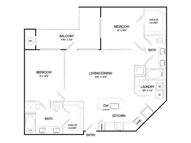 B3 2 Bedroom Floor Plan