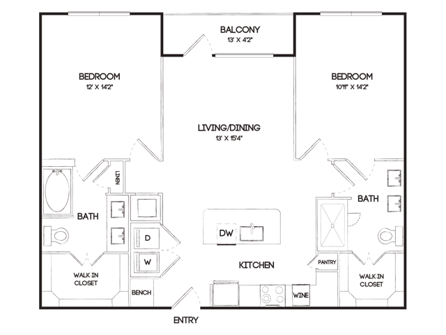 B1 2 Bedroom Floor Plan