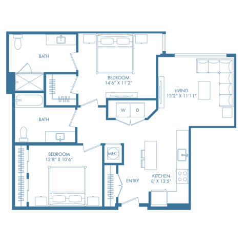 B5U | 2x2 | 1063 sq ft