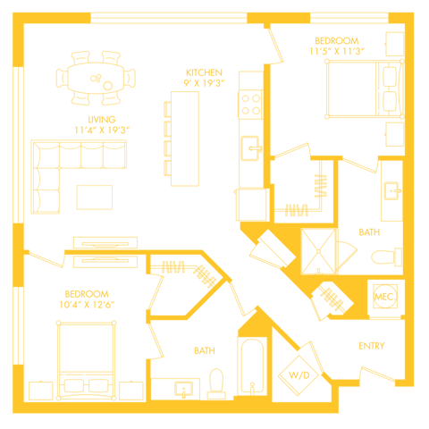 B6 | 2x2 | 1083 sq ft