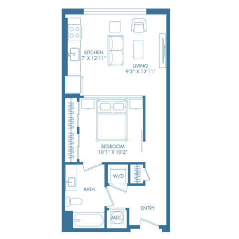 A1U | studio | 599 Sq Ft