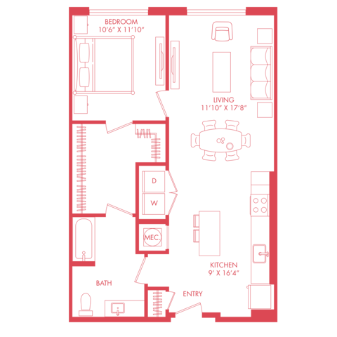 A16A | 1x1 | 830 sq ft