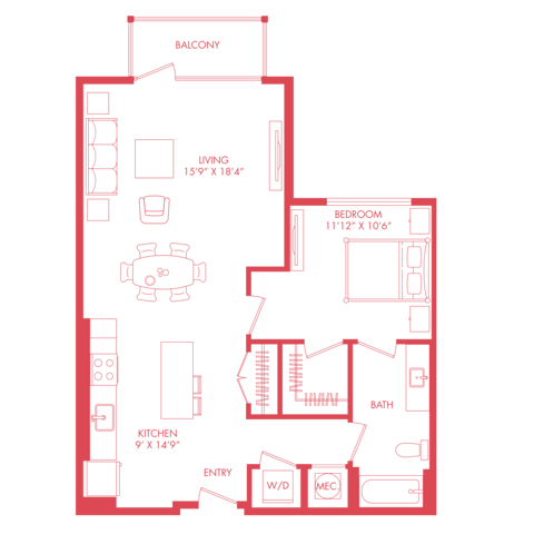 A18 | 1x1 | 857 sq ft