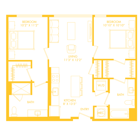B1 | 2x2 | 930 sq ft