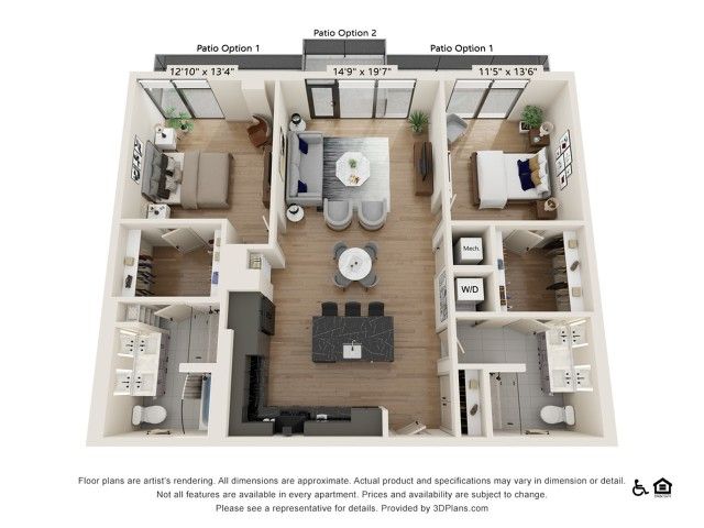 2 bed 2 bath | 1313 sq ft