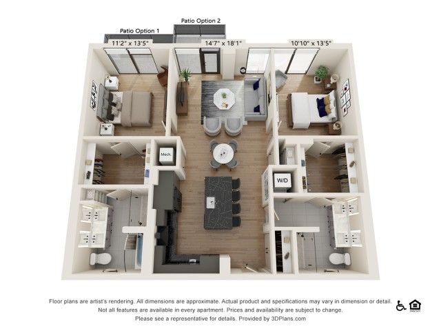 2 bed 2 bath | 1208 sq ft