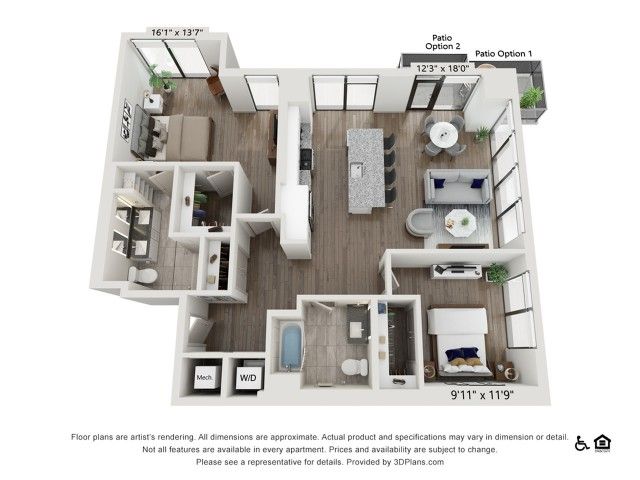 2 bed 2 bath | 1254 sq ft