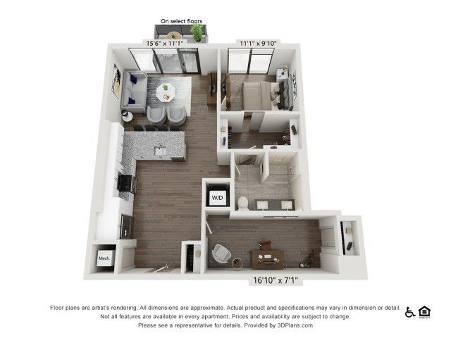 1 bed 1 bath | 917 sq ft