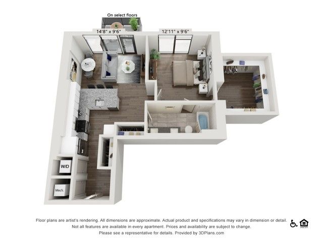 1 bed 1 bath | 864 sq ft