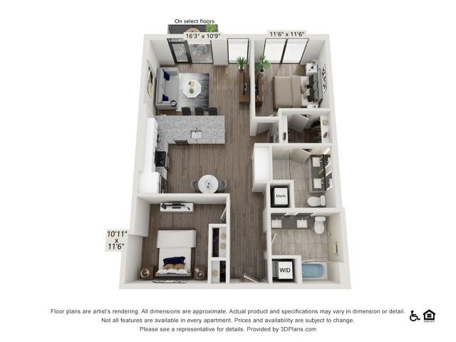 2 bed 2 bath | 1115 sq ft
