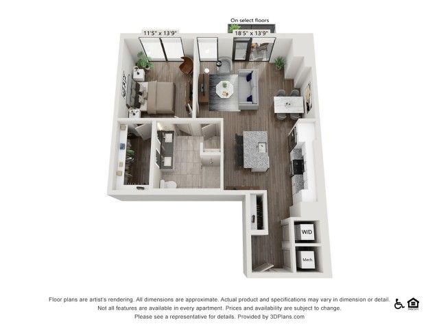 1 bed 1 bath | 927 sq ft