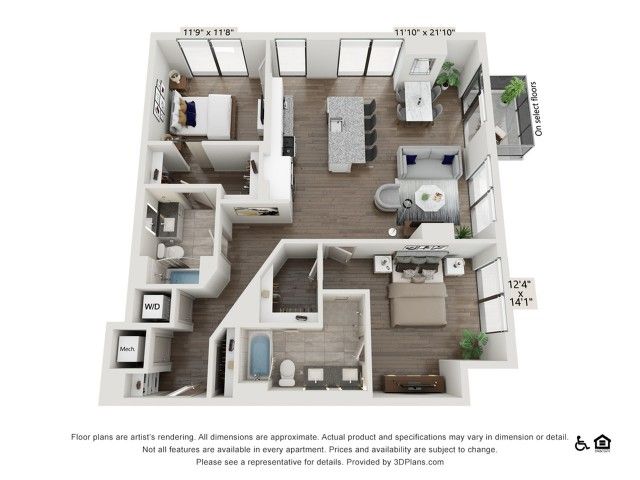 2 bed 2 bath | 1333 sq ft