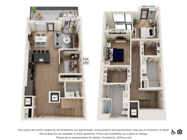 2 bed 2.5 bath | 1813 sq ft