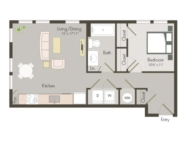 A0 | 1 bed 1 bath | 636 sq ft