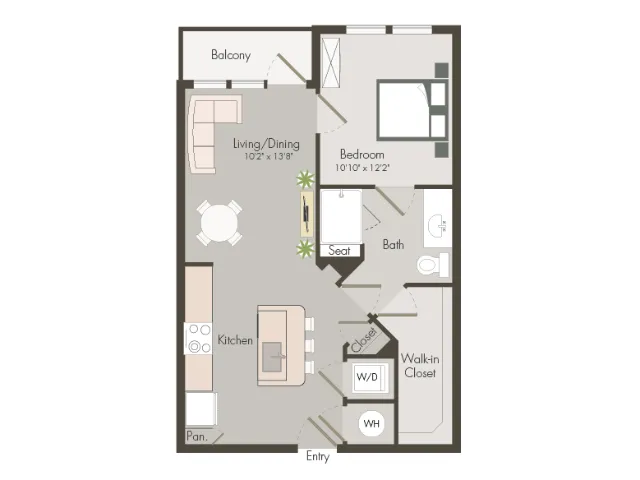 A1 | 1 bed 1 bath | 631 sq ft