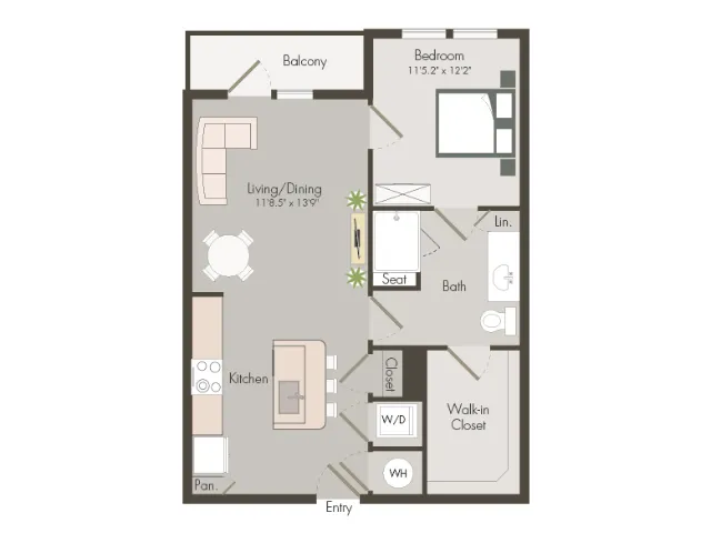 A1A | 1 bed 1 bath | 692 sq ft