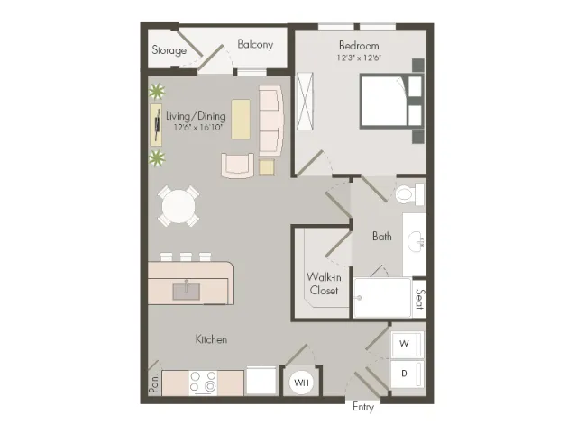 A2 | 1 bed 1 bath | 737 sq ft