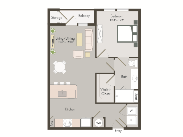 A2A | 1 bed 1 bath | 737 sq ft