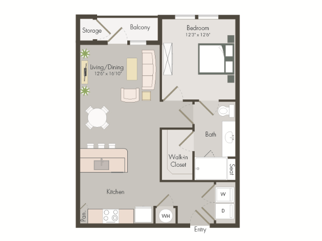 A2B  | 1 bed 1 bath | 737 sq ft
