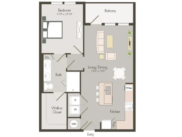 A3B | 1 bed 1 bath | 759 sq ft