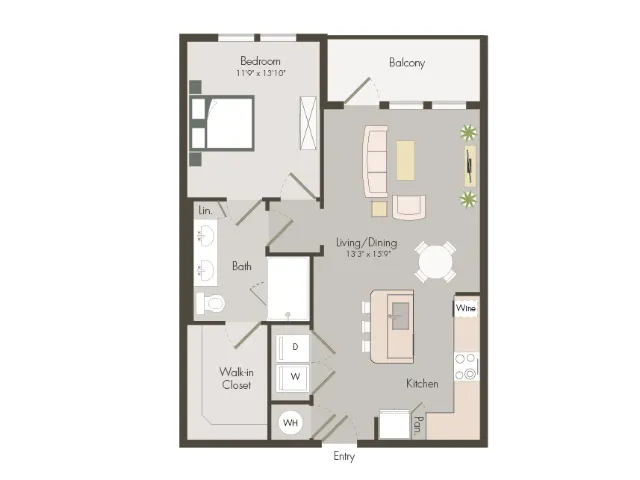 A3C | 1 bed 1 bath | 788 sq ft