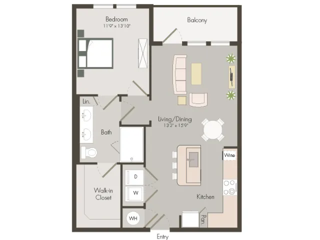 A3-HC | 1 bed 1 bath | 787 sq ft
