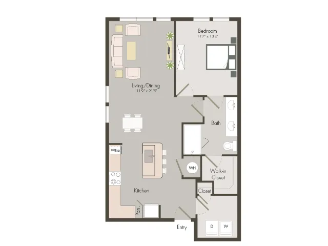 A7A | 1 bed 1 bath | 833 sq ft