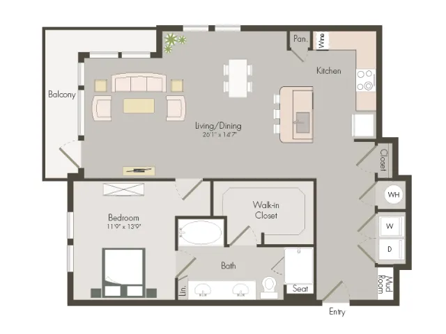 A8 | 1 bed 1 bath | 1041 sq ft
