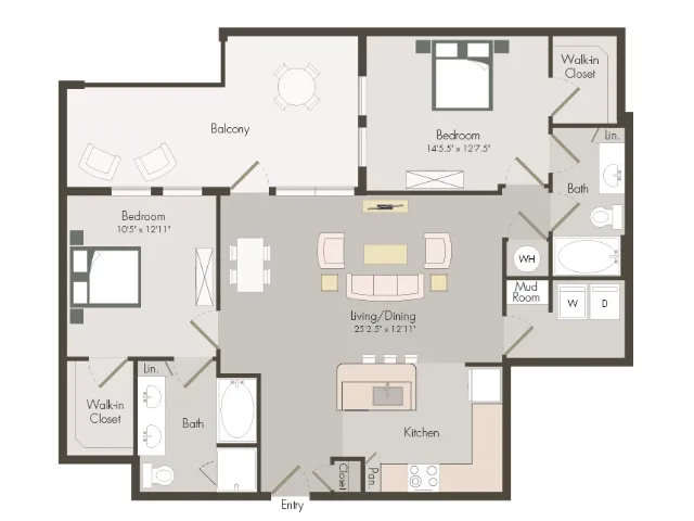 B2 | 2 bed 2 bath | 1213 sq ft