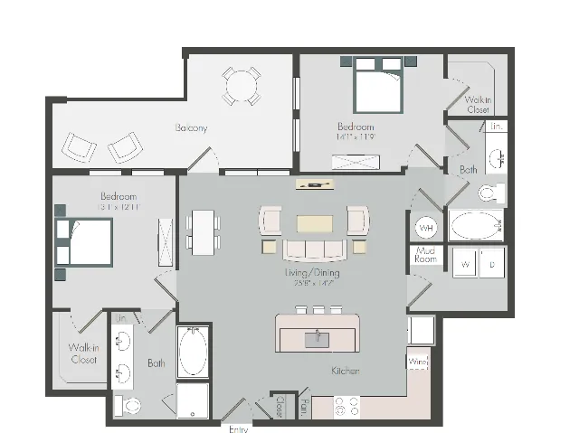 B2A | 2 bed 2 bath | 1205 sq ft