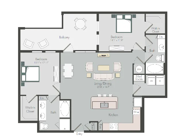 B2B | 2 bed 2 bath | 1210 sq ft