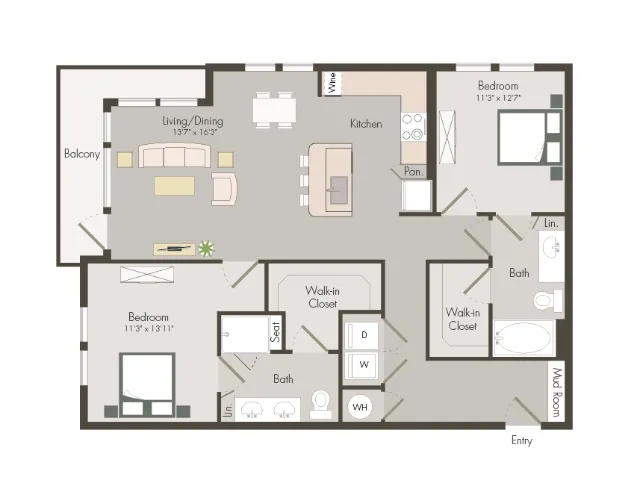B3 | 2 bed 2 bath | 1175 sq ft
