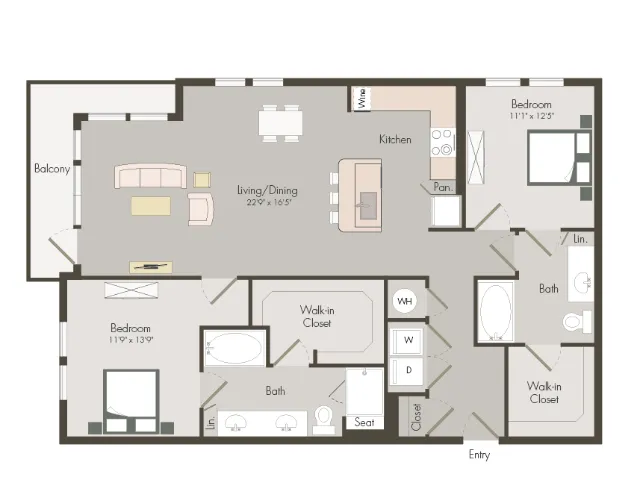 B5 | 2 bed 2 bath | 1311 sq ft