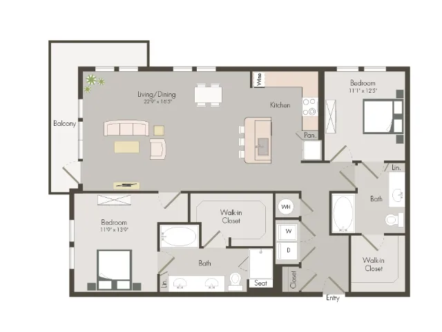 B5A | 2 bed 2 bath | 1352 sq ft