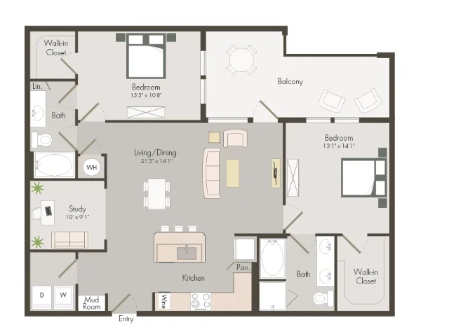 B6 | 2 bed 2.5 bath | 1330 sq ft