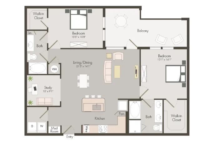 B6A | 2 bed 2.5 bath | 1320 sq ft