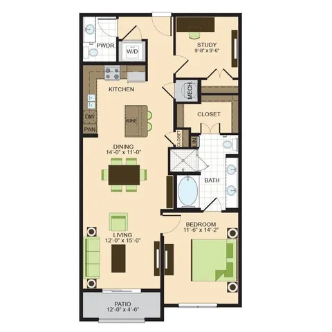 A4 | 1 bed 1 bath | 1086 sq ft