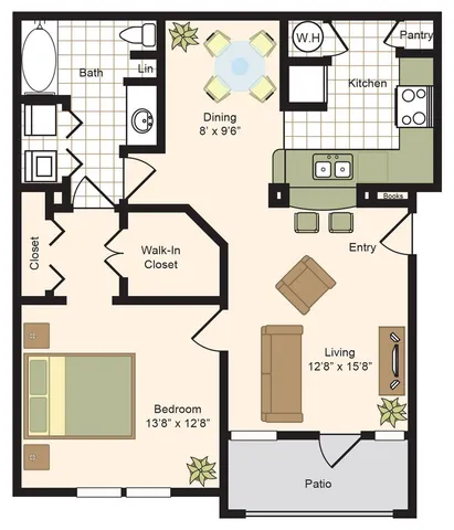 B | 1X1 | 821 sq ft