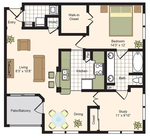 D | 1X1 | 1016 sq ft