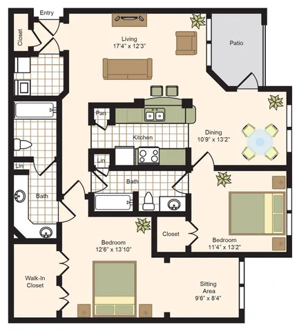 F | 2x2 | 1220 sq ft