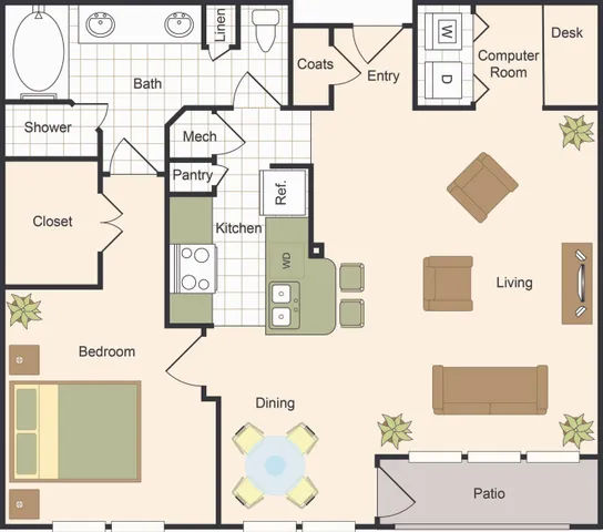 One Bedroom Floorplan