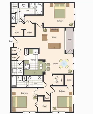 Three Bedroom Floorplan