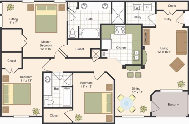 G | 3x2 | 1535 sq ft