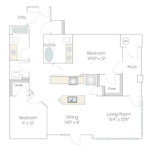 B2.GR | 2 bed 2 bath | from 1258 square feet