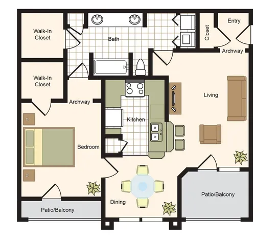 A | 1x1 | 963 sq ft