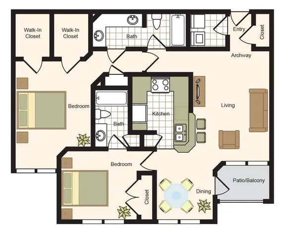 B | 2x2 | 1171 sq ft